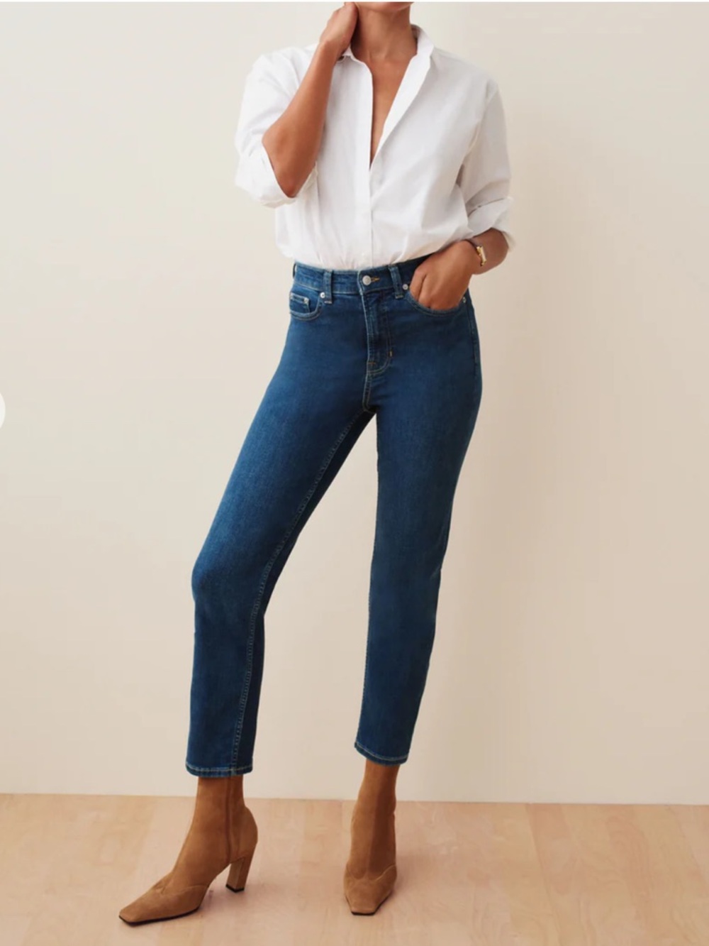 SPANX sculpt Indigo Ankle slim Straight Jeans sz 8 #FF